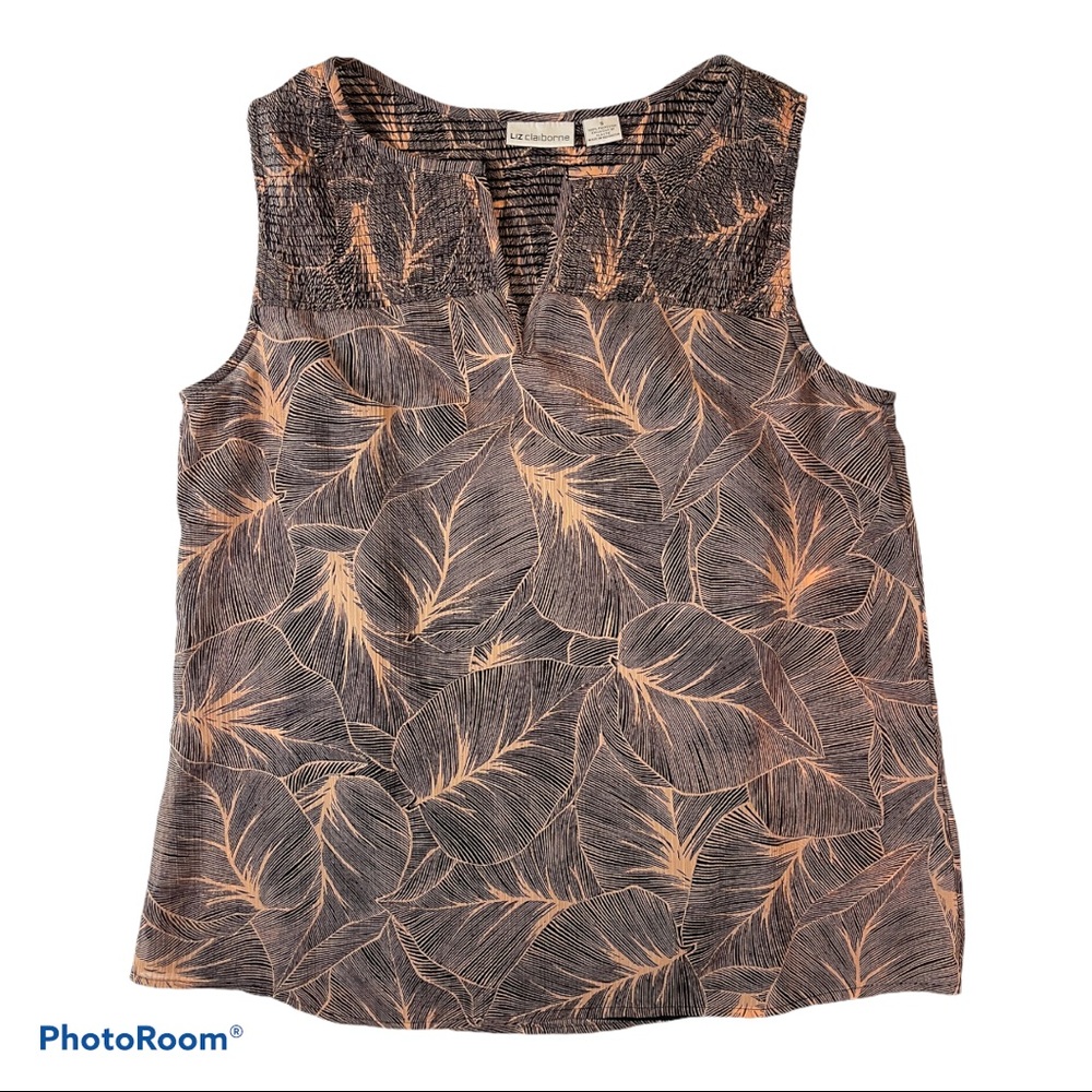 Liz Claiborne printed sheer sleeveless top blouse